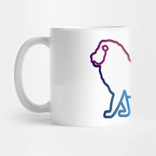 Cute Color Gradient Lion Shape Outline Drawing Mug